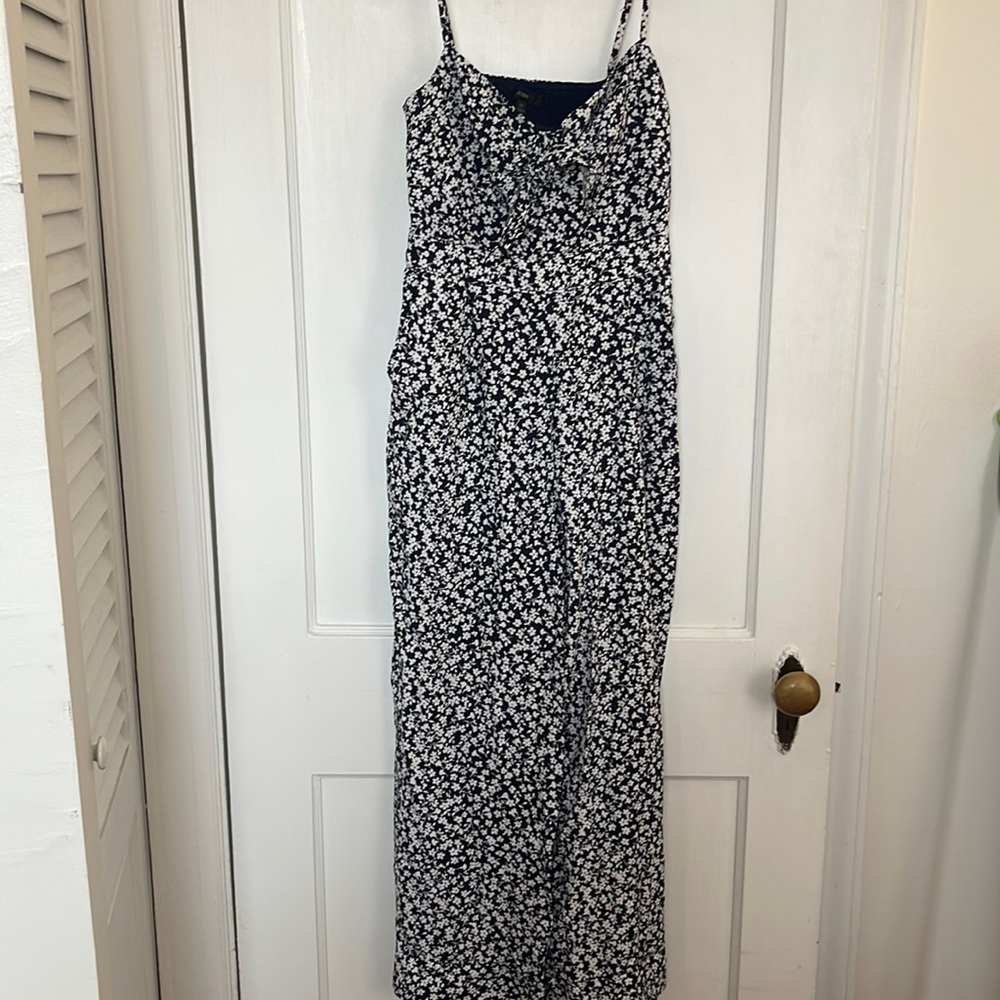 J Crew navy blue & white floral jumpsuit